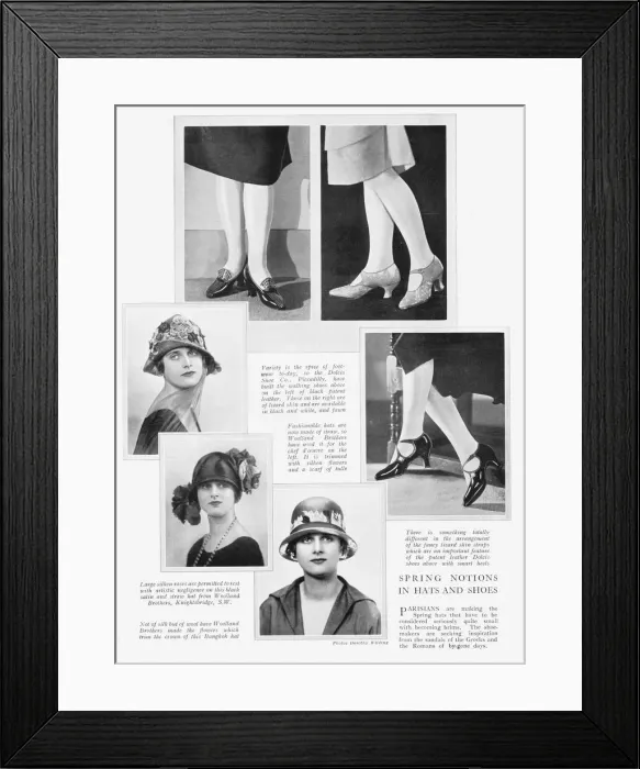 Framed Print : Spring Notions for Hats and Shoes in London, 1925 Framed Print : Spring Notions for Hats and Shoes in London, 1925