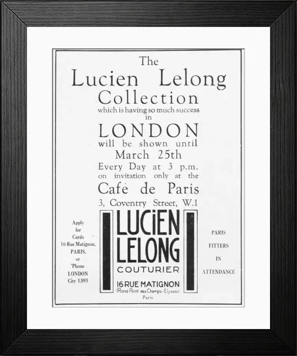 Framed Print : Advert for the Paris couturier Lucien Lelong for Framed Print : Advert for the Paris couturier Lucien Lelong for