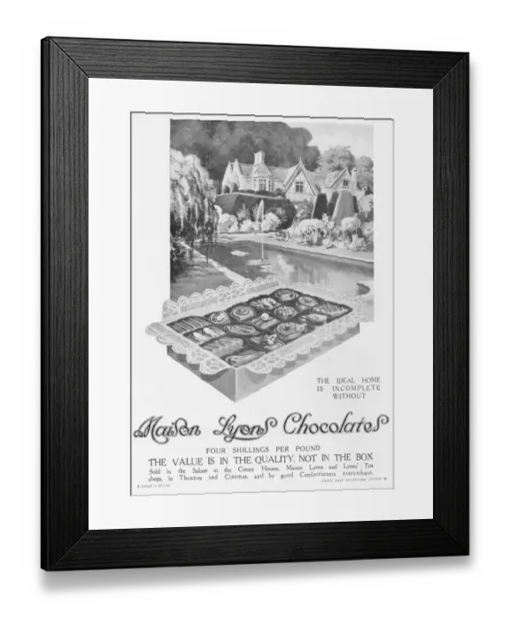 Framed Print : Advert for Maison Lyons chocolate, 1925
