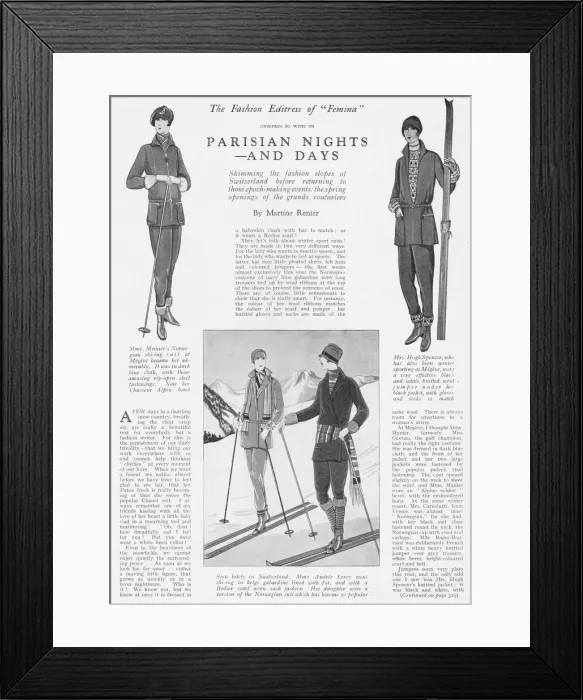 Framed Print : Skiing fashions in Switzerland, 1927 Framed Print : Skiing fashions in Switzerland, 1927