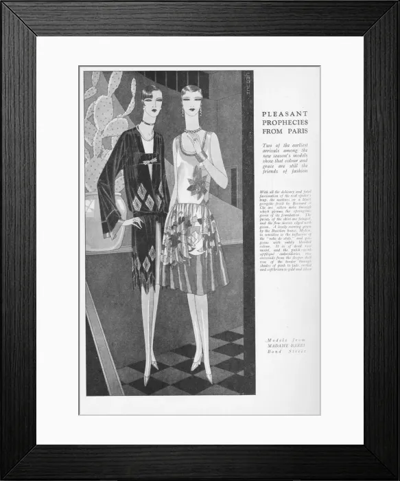 Framed Print : Two early Paris fashion models imported by Madame Framed Print : Two early Paris fashion models imported by Madame