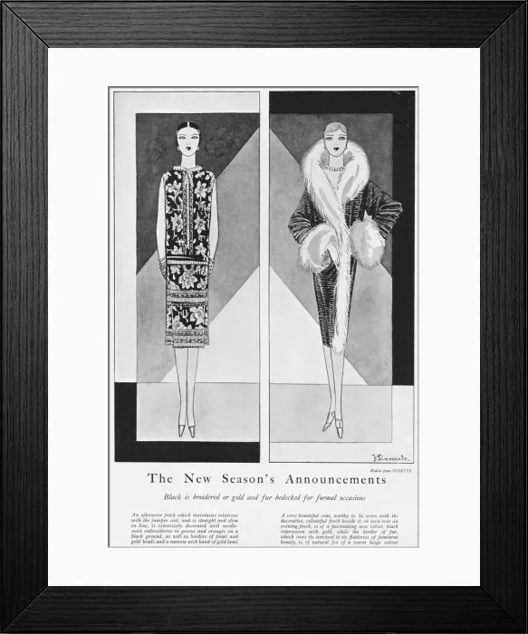 Framed Print : Two fashion sketches from the London couture house Framed Print : Two fashion sketches from the London couture house