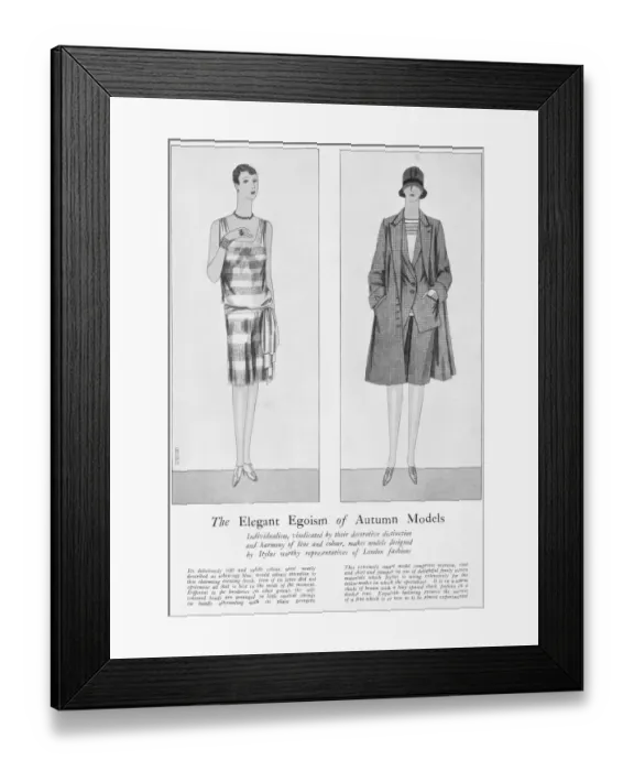 Framed Print : Two Autumn fashions from the London couture house of Itylus Framed Print : Two Autumn fashions from the London couture house of Itylus