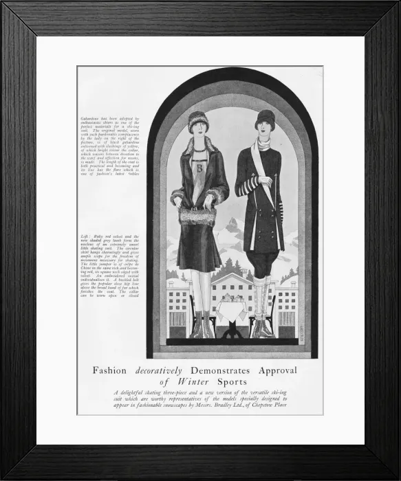 Framed Print : Two winter sports outfits for Skating and Skiing Framed Print : Two winter sports outfits for Skating and Skiing
