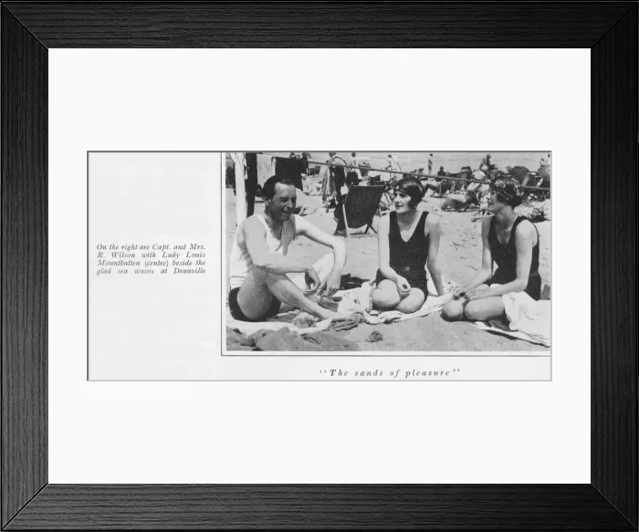 Framed Print : A beach scene at Deauville with Lady Louis Montbatten, 1926 Framed Print : A beach scene at Deauville with Lady Louis Montbatten, 1926