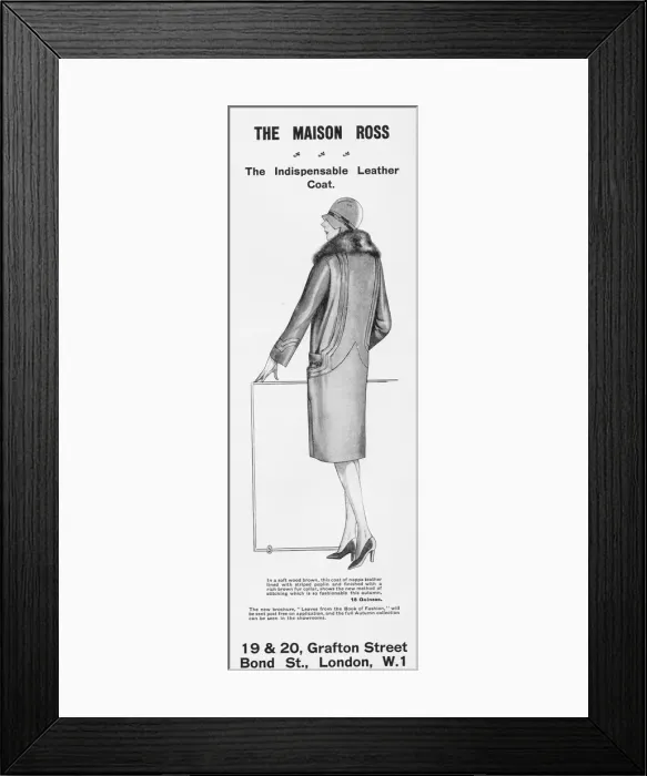 Framed Print : Advert for the London couture house of Maison Ross, 1927 Framed Print : Advert for the London couture house of Maison Ross, 1927