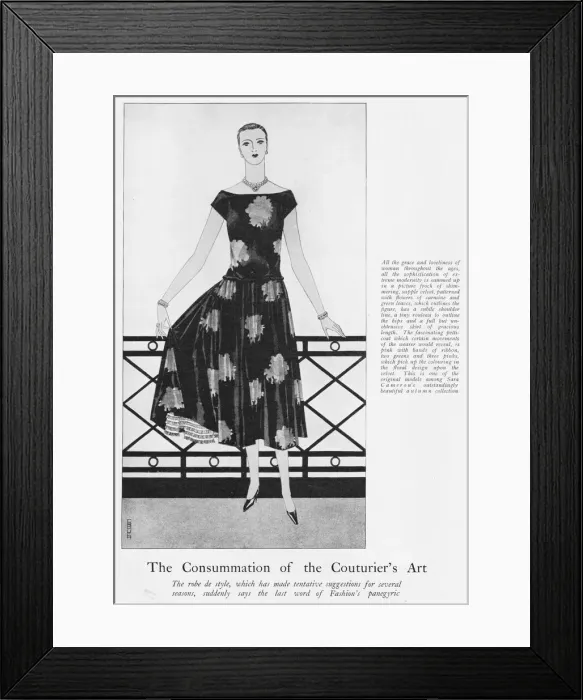 Framed Print : A fashion sketch of a robe de style picture frock Framed Print : A fashion sketch of a robe de style picture frock