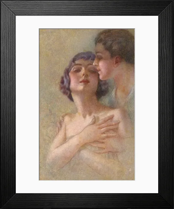 Framed Print : A young couple share a tender embrace Framed Print : A young couple share a tender embrace