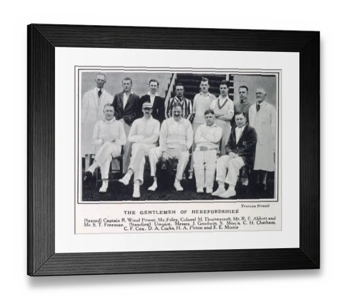 Framed Print : Cricket Team Photograph - The Gentlemen of Herefordshire Date: 1932 Framed Print : Cricket Team Photograph - The Gentlemen of Herefordshire Date: 1932