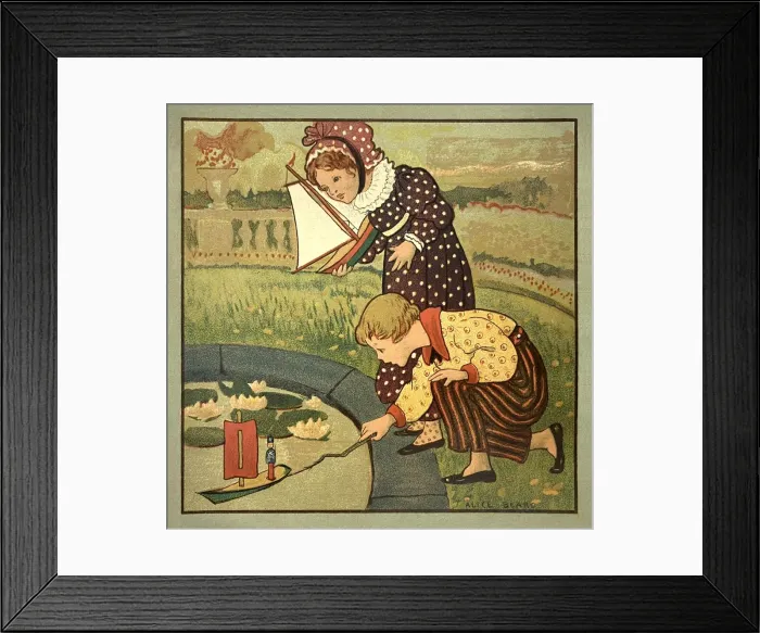 Framed Print : Children with Boats Framed Print : Children with Boats