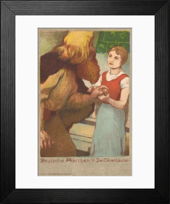 Framed Print : Bearskin. Der Barenhauter. Artists interpretation of a scene Framed Print : Bearskin. Der Barenhauter. Artists interpretation of a scene