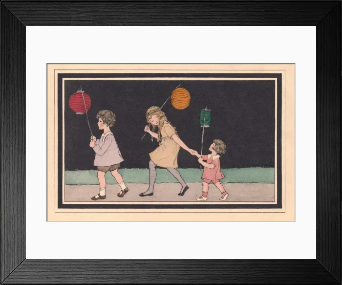 Framed Print : Children with Lanterns Framed Print : Children with Lanterns