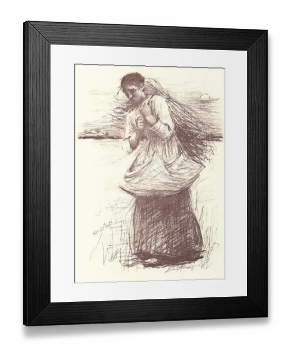 Framed Print : Woman with a Bale of Hay Framed Print : Woman with a Bale of Hay