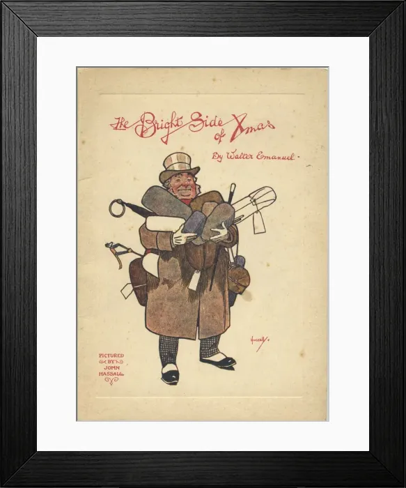 Framed Print : Front cover of The Bright Side of Xmas by Walter Emanuel designed by John Hassall Framed Print : Front cover of The Bright Side of Xmas by Walter Emanuel designed by John Hassall