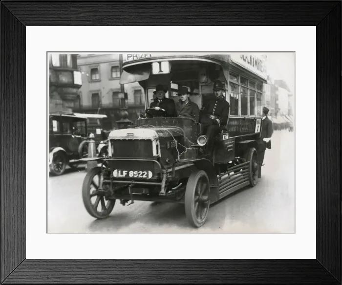 Framed Print : General Strike - Policeman riding with volunteer bus drivers Framed Print : General Strike - Policeman riding with volunteer bus drivers