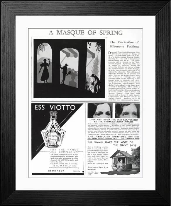 Framed Print : Report in The Tatler about a fashion event for spring fashions with settings Framed Print : Report in The Tatler about a fashion event for spring fashions with settings