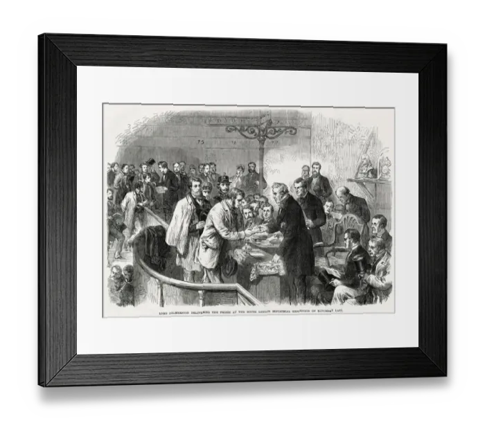 Framed Print : Lord Palmerston delivering the prizes at the South London Industrial Exhibition Framed Print : Lord Palmerston delivering the prizes at the South London Industrial Exhibition