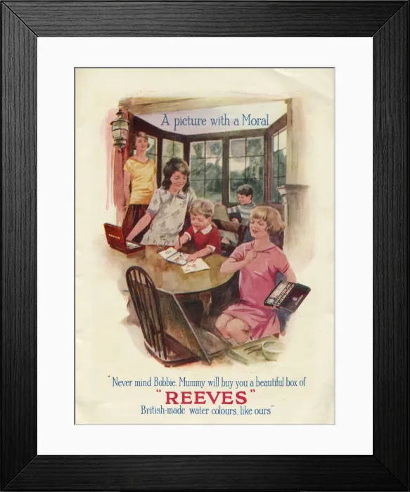 Framed Print : Never mind Bobbie. Mummy will buy you a beautiful box of Reeves British-made water Framed Print : Never mind Bobbie. Mummy will buy you a beautiful box of Reeves British-made water