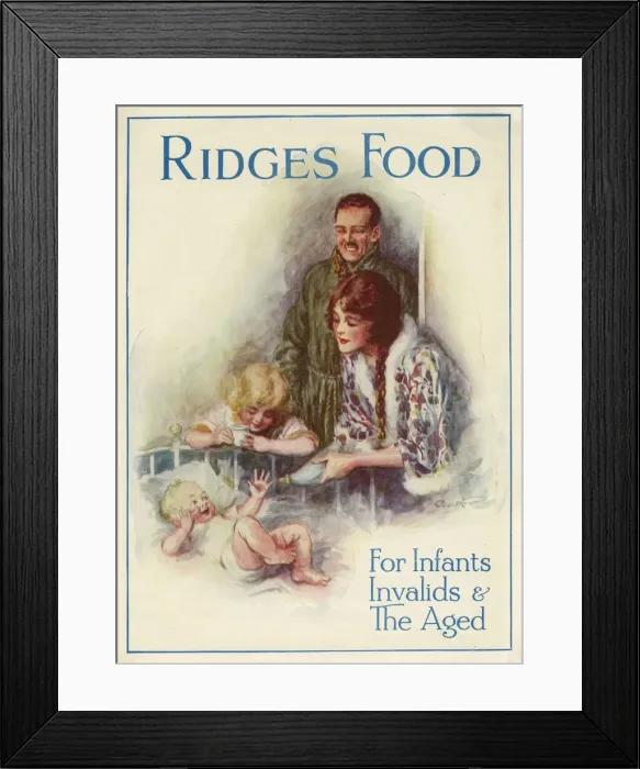 Framed Print : Ridges Food for infants, invalids and the aged. This baby looks particularly pleased to Framed Print : Ridges Food for infants, invalids and the aged. This baby looks particularly pleased to