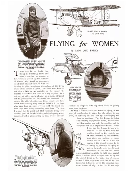Page from The Bystander, 18th April 1928, featuring an article called Flying for Women by