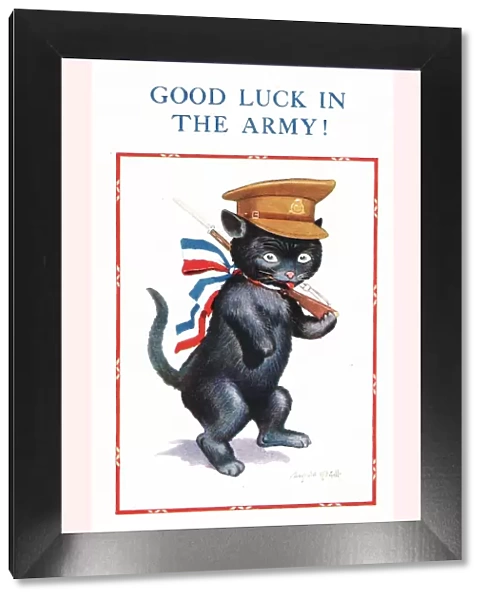 Comic postcard, Good Luck in the Army! WW2