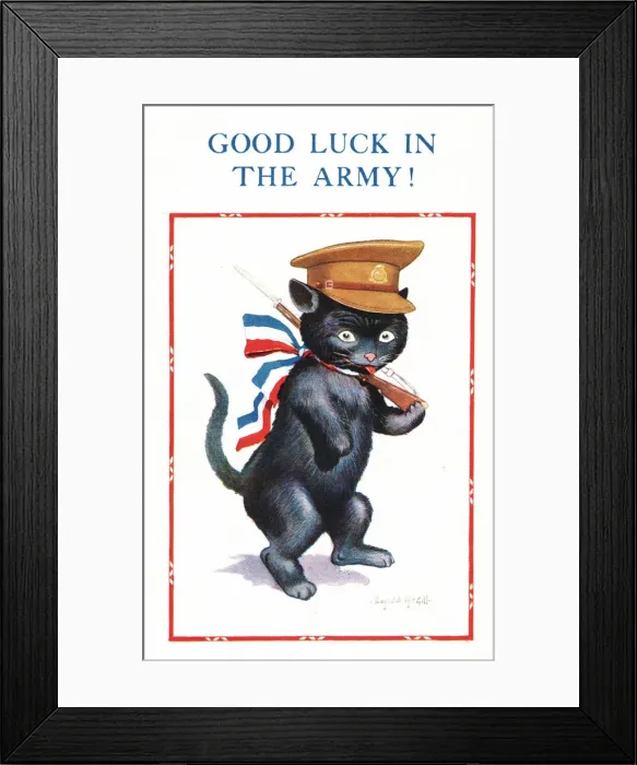 Framed Print : Comic postcard, Good Luck in the Army! WW2 Framed Print : Comic postcard, Good Luck in the Army! WW2