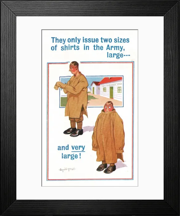 Framed Print : Comic postcard, Soldier in the British Army, WW2 Framed Print : Comic postcard, Soldier in the British Army, WW2