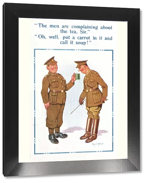 Comic postcard, Soldiers in the British Army, WW2 - is it tea, or is it soup