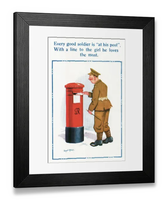 Framed Print : Comic postcard, Soldier in the British Army, WW2 Framed Print : Comic postcard, Soldier in the British Army, WW2