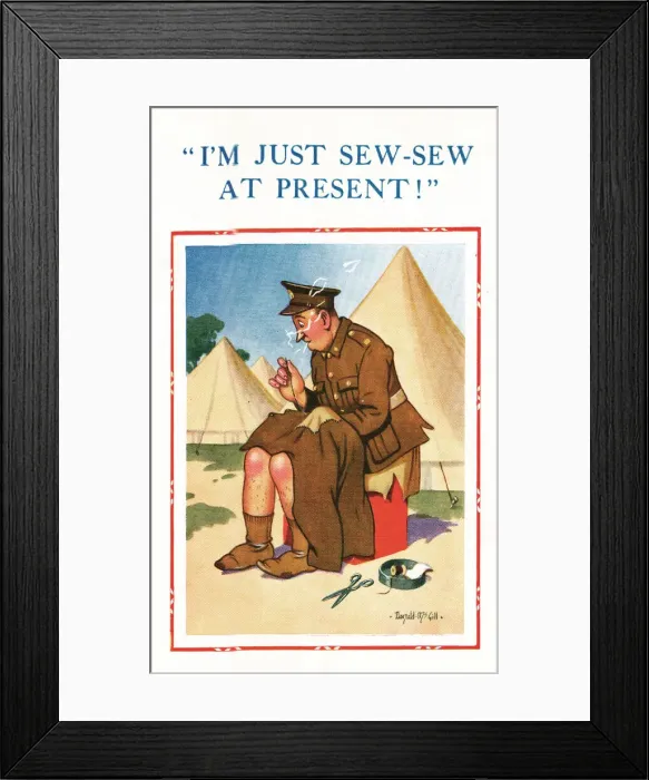 Framed Print : Comic postcard, Soldier in the British Army, WW2 Framed Print : Comic postcard, Soldier in the British Army, WW2