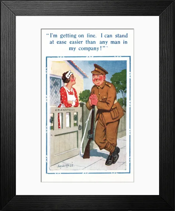 Framed Print : Comic postcard, Soldier in the British Army, WW2 Framed Print : Comic postcard, Soldier in the British Army, WW2