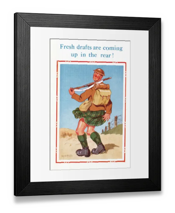 Framed Print : Comic postcard, Scottish Soldier in the British Army, WW2 Framed Print : Comic postcard, Scottish Soldier in the British Army, WW2