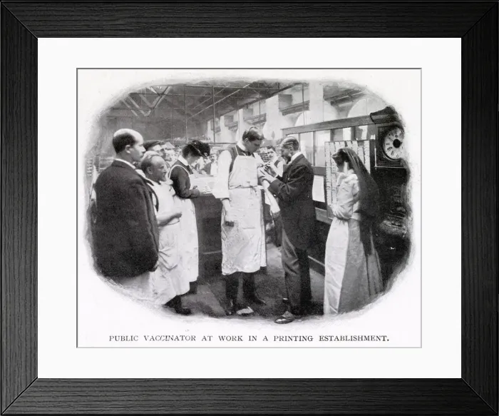 Framed Print : The public vaccinator has called to vaccinate a number of printers Framed Print : The public vaccinator has called to vaccinate a number of printers