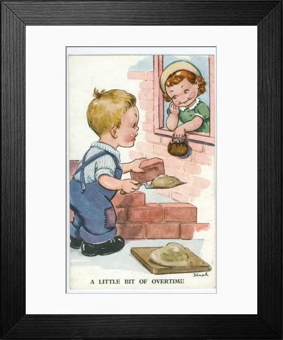 Framed Print : WW2 era - Comic Postcard - A Little bit of Overtime Framed Print : WW2 era - Comic Postcard - A Little bit of Overtime