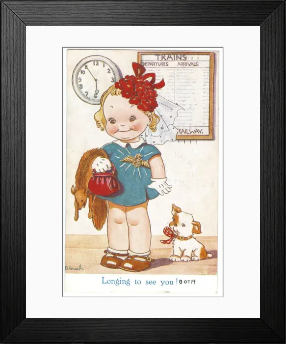 Framed Print : WW2 era - Comic Postcard - Longing to see you Framed Print : WW2 era - Comic Postcard - Longing to see you