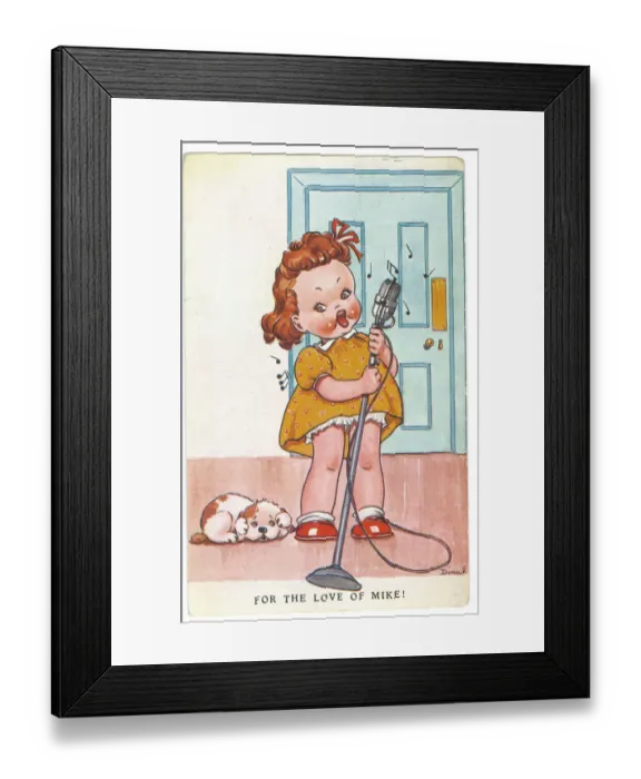 Framed Print : WW2 era - Comic Postcard - For the love of Mike Framed Print : WW2 era - Comic Postcard - For the love of Mike