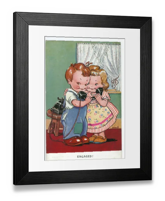 Framed Print : WW2 era - Comic Postcard - Engaged Framed Print : WW2 era - Comic Postcard - Engaged