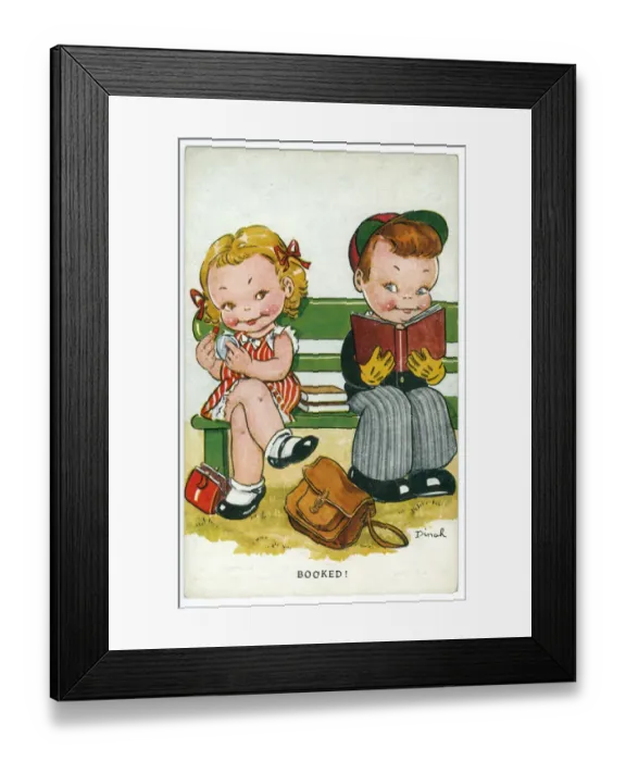 Framed Print : WW2 era - Comic Postcard - Booked Framed Print : WW2 era - Comic Postcard - Booked