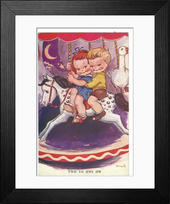 Framed Print : WW2 era - Comic Postcard - Two to One Framed Print : WW2 era - Comic Postcard - Two to One