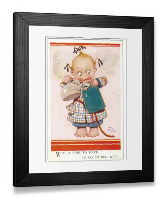 Framed Print : WW2 era - Comic Postcard - Wot a fing to have Framed Print : WW2 era - Comic Postcard - Wot a fing to have