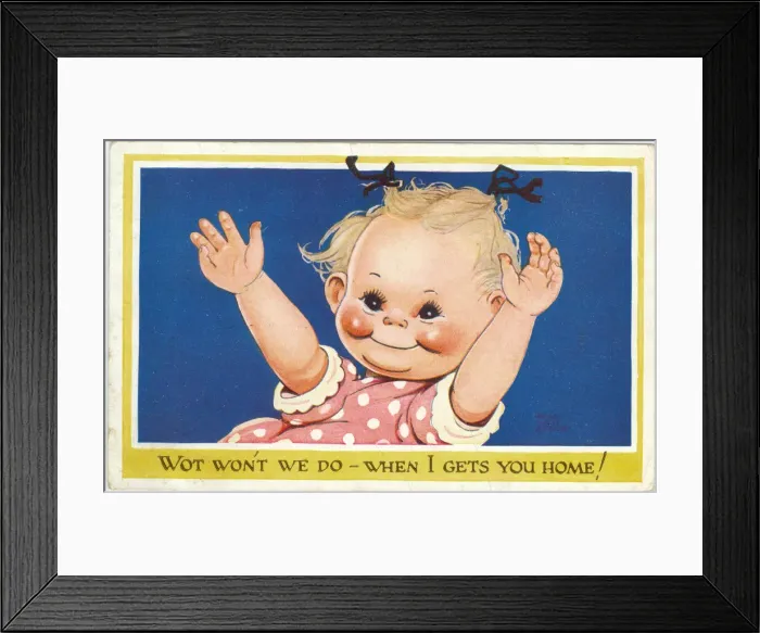 Framed Print : WW2 era - Comic Postcard - Wot won t we do Framed Print : WW2 era - Comic Postcard - Wot won t we do