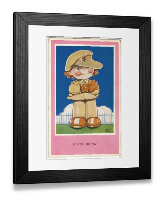 Framed Print : WW2 era - Comic Postcard - Wats doing Framed Print : WW2 era - Comic Postcard - Wats doing