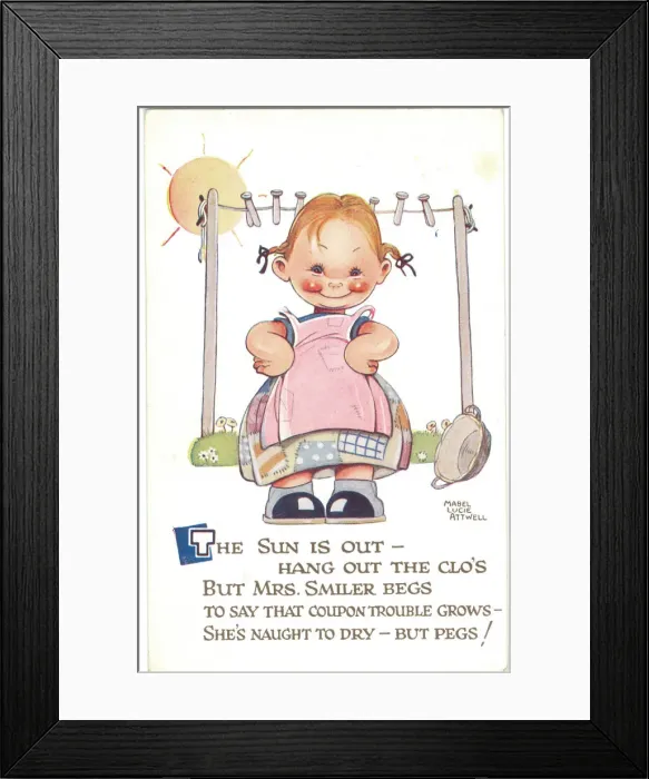 Framed Print : WW2 era - Comic Postcard - The Sun is Out Framed Print : WW2 era - Comic Postcard - The Sun is Out