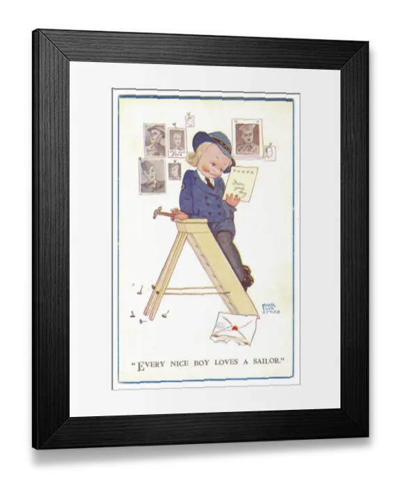 Framed Print : WW2 era - Comic Postcard - Every nice boy loves a sailor Framed Print : WW2 era - Comic Postcard - Every nice boy loves a sailor