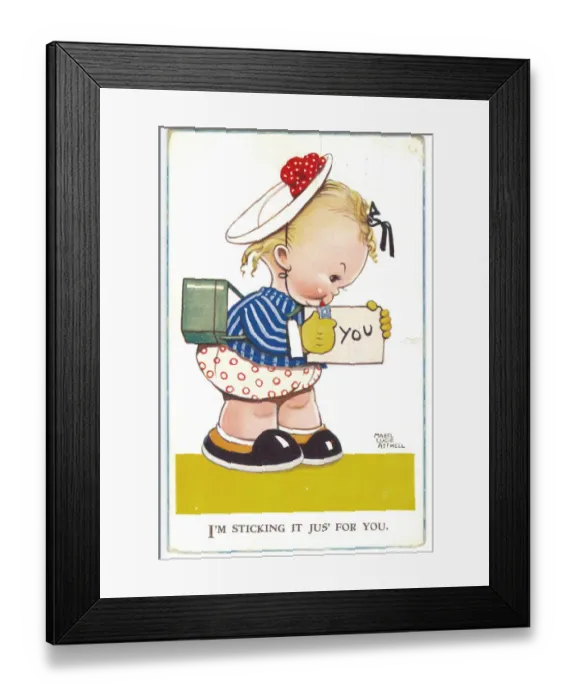 Framed Print : WW2 era - Comic Postcard - I m sticking it jus for you Framed Print : WW2 era - Comic Postcard - I m sticking it jus for you