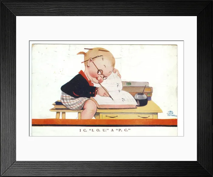 Framed Print : WW2 era - Comic Postcard - I C I. O. U. A P. C Framed Print : WW2 era - Comic Postcard - I C I. O. U. A P. C