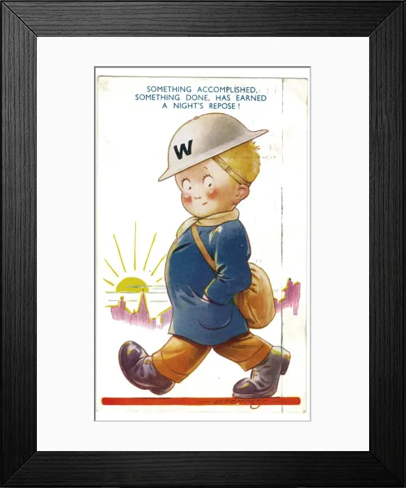 Framed Print : WW2 era - Comic Postcard - Something Accomplished Framed Print : WW2 era - Comic Postcard - Something Accomplished