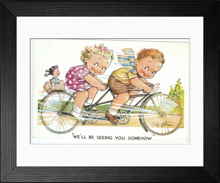 Framed Print : WW2 era - Comic Postcard - We ll be seeing you somehow Framed Print : WW2 era - Comic Postcard - We ll be seeing you somehow