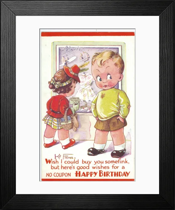 Framed Print : WW2 era - Comic Postcard - Wish I could buy you somefink Framed Print : WW2 era - Comic Postcard - Wish I could buy you somefink