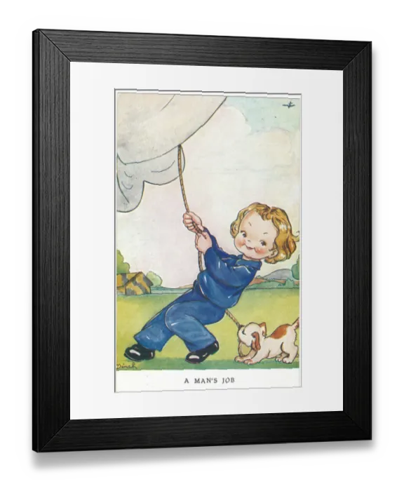 Framed Print : WW2 era - Comic Postcard - A Mans Job Framed Print : WW2 era - Comic Postcard - A Mans Job